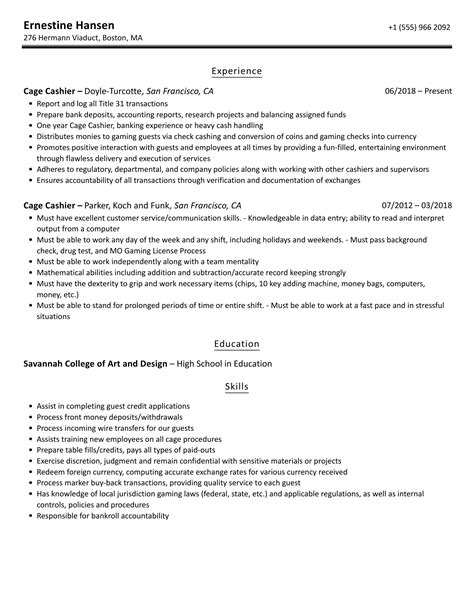 casino cage cashier resume examples|Casino Cashier Resume Samples .